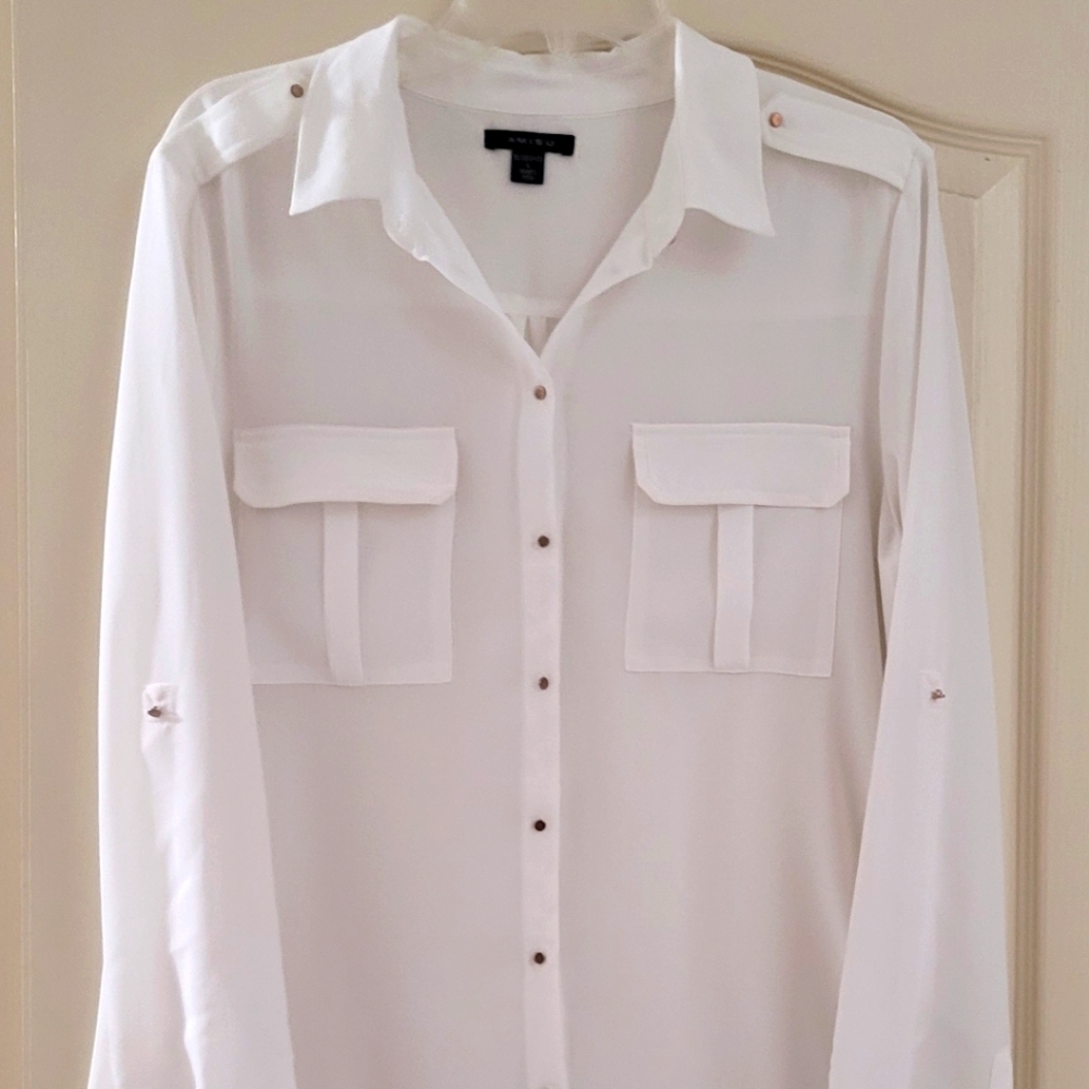 Amisu - white long sleeve blouse